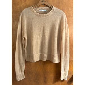 Zara Tan Brown Fuzzy Knit Sweater Soft Large Boxy Slouchy Y2K Old Money Luxury